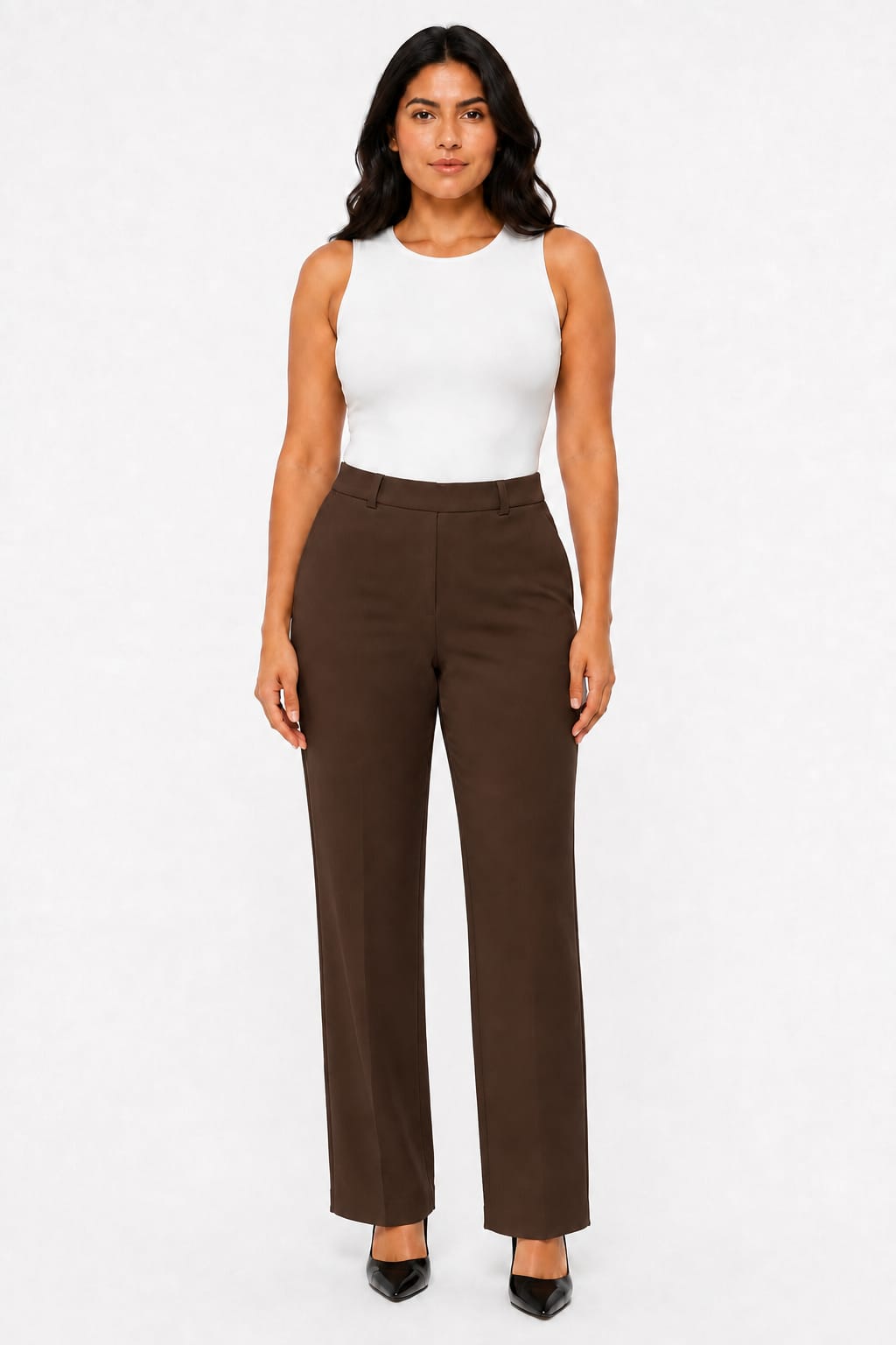 Pantalón de mujer corte recto con pretina elástica