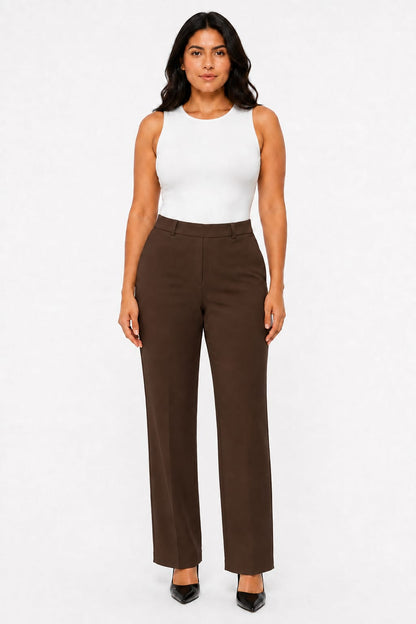 Pantalón de mujer corte recto con pretina elástica
