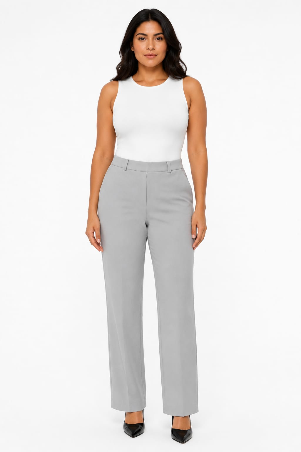Pantalón de mujer corte recto con pretina elástica
